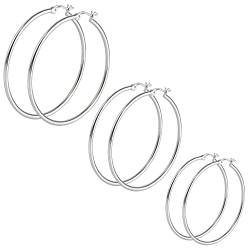 ALEXCRAFT Ohrringe Creolen Silber 925 Hypoallergen Klein Creolen Ohrringe Set für Damen Mädchen Weiß K Creolen 3 Paar von ALEXCRAFT