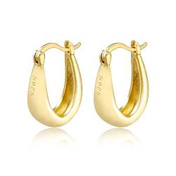 ALEXCRAFT Oval Dicke Creolen Gold klein Ohrringe Vergoldet Hypoallergen 14K Goldene Ohrringe Damen Chunky Gold Hoop Earrings von ALEXCRAFT