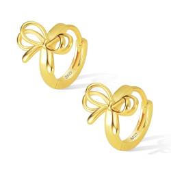 ALEXCRAFT Schleifen Ohrringe Creolen Gold Klein Damen Vergoldete Ohrringe 14K Geschenk für Frauen Freundin Mama Mädchen von ALEXCRAFT