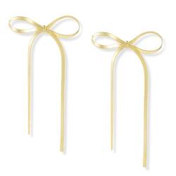 ALEXCRAFT Schleifen Ohrringe Gold Creolen Damen 14K Bow Earrings Vergoldete Ohrringe Geschenk für Frauen Freundin Mama Mädchen von ALEXCRAFT