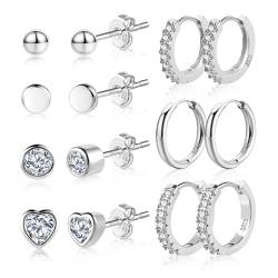 ALEXCRAFT Zirkonia Ohrstecker Silber 925 Ohrringe Set Klein Damen Geschenk für Frauen Freundin Mama Mädchen von ALEXCRAFT