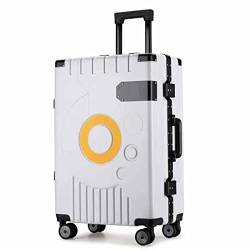 ALEjon passwortgeschütztes Trolley-Gepäck mit großem Fassungsvermögen, verstellbarem 3-Gang-Trolley und leisen, leichtgängigen Rädern (weiß, 33 x 21 x 46 cm) von ALEjon