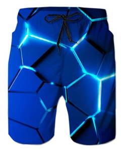 ALISISTER 3D Geometrie Druckt Herren Swim Shorts Schnell Trocknend Badehose Sommer Hawaiian Sport Beach Surf Badeshorts Herren L von ALISISTER