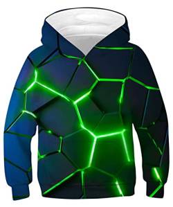 ALISISTER 3D Hoodies Kapuzenpullover Für Kinder Jungen Mädchen Erstaunlich Bunt Dimond Grafik Hooded Sweatshirt Herbst Winter Pullover Shirt Tops (M=8-10 Jahre) von ALISISTER