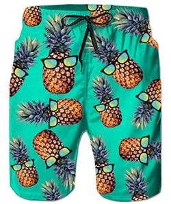 ALISISTER Ananas Badehose Herren 3D Druck Elastische Taille Sommer Hawaii Strand Boardshorts Mit Mesh Futter für Surf Urlaub Laufen XL von ALISISTER