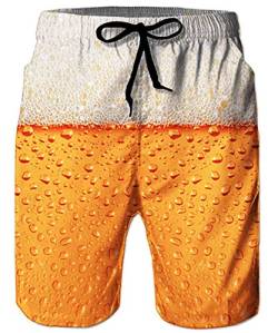 ALISISTER Badehose Herren 3D Bier Druck Sommer Schnelltrocknend Schwimmhose Board Shorts mit Netzfutter Badeshorts für Herren Männer XL von ALISISTER