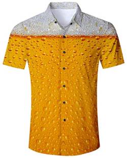 ALISISTER Funky Hawaiihemd Herren Kurzärmliges Funky Hemd Erwachsene 3D Lustige Bier Gedruckt Hemden Männer Sommer Aloha Party Regular Retro Fit Slim Shirts XL von ALISISTER