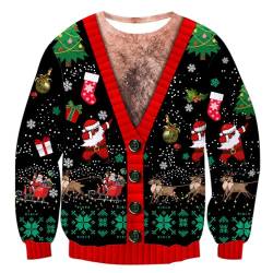 ALISISTER Hässliche Weihnachtspullover Jumpers Herren Männer 3D Lustige Weihnachtsmann Gedruckt Xmas Pullover Sweatshirt Casual Langarm Ugly Christmas Sweater S von ALISISTER