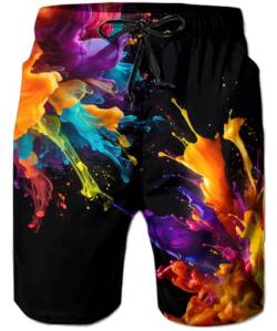 ALISISTER Herren Badeshorts 3D Farbenfroh Kurze Badehose Herren Freizeithose Jogginghose Sporthose Strand Surf Schwimmhose M von ALISISTER