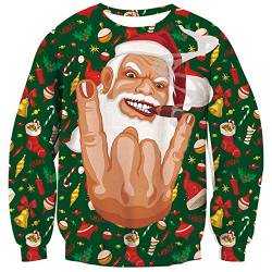 ALISISTER Herren Hässliche Weihnachtspullover 3D Unhöflich Santa Grafik Druck Ugly Christmas Sweater Erwachsene Teenager Beiläufig Xmas Pullover Sweatshirt M von ALISISTER