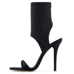 Damen Peep Toe Stilettos Sommer High Heels Stretch Stiefeletten Sandalen (Size : 35 EU) von ALISSE