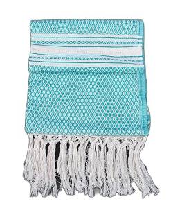ALKIMIA INC Mexikanischer handgefertigter Baumwoll-gepunkteter Rebozo-Schal, Türkis/Ausflug, einfarbig (Getaway Solids), Large von ALKIMIA INC
