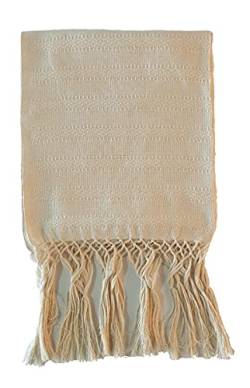 ALKIMIA INC Mexikanischer handgefertigter Rebozo-Schal aus Baumwolle, Elfenbein, Large von ALKIMIA INC