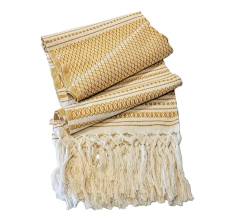 ALKIMIA INC Mexikanischer handgefertigter Rebozo-Schal aus Baumwolle mit Punkten, Honig, Large von ALKIMIA INC