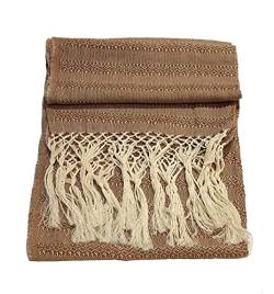 Mexikanischer handgefertigter Rebozo-Schal aus Baumwolle, braun, Large von ALKIMIA INC