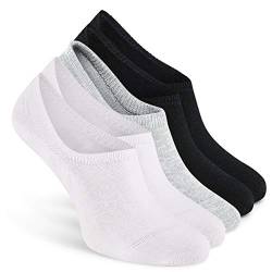 ALL ABOUT SOCKS Unsichtbare Sneaker Socken Damen & Herren grau 39-42 - RUTSCHFEST - PREMIUM Sneakersocken - Ohne drückende Zehennaht Mix (grau, weiss, schwarz) (5er Pack) von ALL ABOUT SOCKS