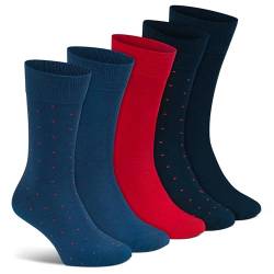 ALL ABOUT SOCKS atmungaktive, hochwertige Socken aus Baumwolle für Herren & Damen - PREMIUM 5er-Pack - Rot Gepunktet - Größe 39-42 von ALL ABOUT SOCKS