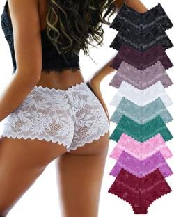 ALL OF ME 10er Pack Spitzen Unterwäsche Frauen Boxershorts Sexy Panties Unterhosen Damen Schlüpfer Bequem Hipster Dessous for Women Mehrpack S-XL von ALL OF ME