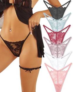 ALL OF ME 6er Pack G String Tanga Damen Spitze Unterhosen Sexy Unterwäsche Dessous Frauen Lace Underwear Women Panties Mehrpack S-XL von ALL OF ME