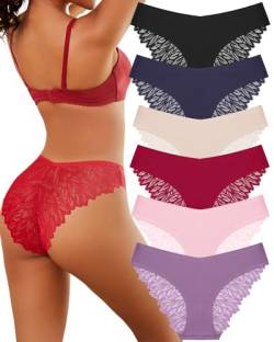 ALL OF ME 6er Pack Spitzen Slips Frauen Unterhosen Spitze Sexy V Waisted Panties von ALL OF ME