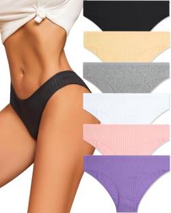 ALL OF ME 6er Pack Unterhosen Damen Baumwolle Unterwäsche Frauen Slip Baumwoll Frauen Slips Soft Hipster Sexy Panties Unterhose Women Underwear Weich Unterhose Mehrpack S-XL von ALL OF ME