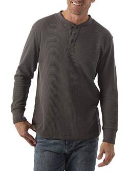 Wrangler Herren Wrangler Authentics Men's Long Sleeve Waffle Henley Shirt, Dunkles Charcoal, XL EU von ALL TERRAIN GEAR X Wrangler