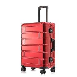 ALLC Koffer Ganzmetall-Koffer aus Aluminium-Magnesium-Legierung mit Universalrädern, modischer Trolley-Koffer, Passwort-Koffer, einfacher Koffer Koffer für Unterwegs (Color : Red, Size : 20inch) von ALLC