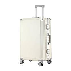 ALLC Koffer Gepäck Reise Aluminiumrahmen Trolley Case Passwort Universal Wheel Case Bag Koffer für Unterwegs (Color : Blanc, Size : 20inch) von ALLC