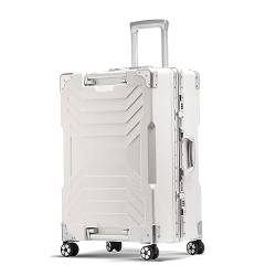 ALLC Koffer Hebbarer Koffer, kreativer Koffer, robuster, verdickter Koffer, Passwort-Lederkoffer, Flugzeug-Rad-Trolley-Koffer Koffer für Unterwegs (Color : Blanc, Size : 24inch) von ALLC