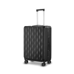 ALLC Koffer Multifunktionaler, mattierter Koffer, Universal-Trolley, Aluminiumrahmen, Frontöffnung, Boarding-Koffer, tragbares Gepäck Koffer für Unterwegs (Color : Black, Size : 18inch) von ALLC
