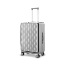 ALLC Koffer Multifunktionaler, mattierter Koffer, Universal-Trolley, Aluminiumrahmen, Frontöffnung, Boarding-Koffer, tragbares Gepäck Koffer für Unterwegs (Color : Gray, Size : 24inch) von ALLC