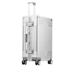 Koffer Trolley aus Aluminium-Magnesium-Legierung, Universalrad, Metallkoffer, tragbar, komplett aus Aluminium Koffer für Unterwegs (Color : A, Size : 28in) von ALLC