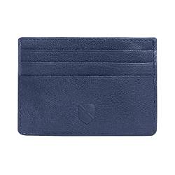 ALLEN & MATE Leder Kartenhalter Slim Wallet Minimalistische Brieftasche Kreditkartenetui für Männer Frauen (E. Navy Blue Edition) von ALLEN & MATE
