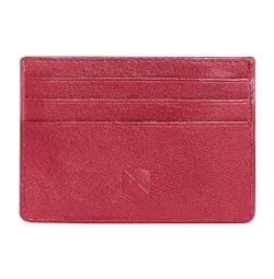 ALLEN & MATE Leder Kartenhalter Slim Wallet Minimalistische Brieftasche Kreditkartenetui für Männer Frauen (G. Red Edition) von ALLEN & MATE