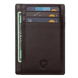 ALLEN & MATE schlanke, minimalistische RFID Schutz Brieftasche aus Leder, Kreditkartenetui für Herren & Damen (Braun mit Reissverschluss) von ALLEN & MATE