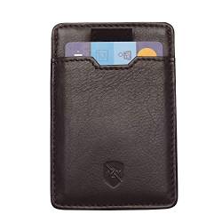 Allen & Mate Schlankes minimalistisches Lederportemonnaie mit RFID-Schutz, Vordertasche Geldbeutel für Herren mit Schlüsselring (Braun) von ALLEN & MATE