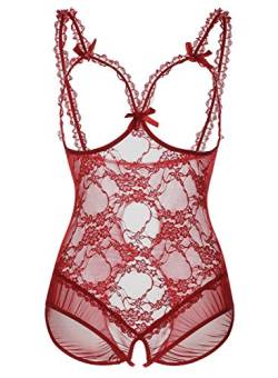 Dessous für Frauen Übergröße Sexy Einteiler Teddy Dessous Bodysuit - Rot - XX-Large von ALLureLove