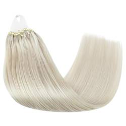 Blonde Micro-Ring-Haarverlängerungen, echtes menschliches Haar, Kaltfusion, Mikroperlen-Haarverlängerungen, 50 g/50 Sekunden (Color : 60, Size : 100 STRANDS_18 INCHES_6 MONTHS) von ALOEU