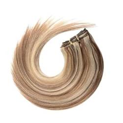 Clip-in-Haarverlängerungen, Echthaar, echtes Haarteil, for Anklipsen, 120 g, 14 bis 22 (Color : P8 613, Size : 22 INCHES_120G/SET) von ALOEU