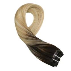 Clip-in-Haarverlängerungen, Echthaar, seidig glatte Haarverlängerung, blonde Haarverlängerung (Color : 2-27-613, Size : 20 INCHES_)=45%_120G/SET) von ALOEU