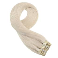 Clip-in-Haarverlängerungen, Echthaar, seidig glatte Haarverlängerung, blonde Haarverlängerung (Color : 60A, Size : 20 INCHES_)=45%_120G/SET) von ALOEU