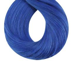 Haarverlängerungen, Echthaar, glatt, selbstklebend, for Aufkleben auf das Haar, 30,5–61 cm, 20 Stück/40 Stück (Color : Blue, Size : 40 PCS_20 INCHES) von ALOEU