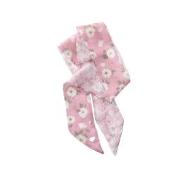 Sommer Französisch Retro Rosa Gebunden Haar Kleine Blumen Lange Seidenschal Stirnband Geflochtenes Haar Chiffon (Color : 7, Size : 100cmX6cm) von ALOEU