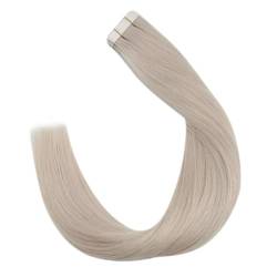 Tape-in-Haarverlängerungen aus echtem Echthaar for Cosplay, nahtloses Haar, gefärbtes Haar (Color : 1000, Size : 40 PCS_18 INCHES) von ALOEU