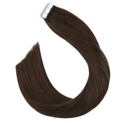 Tape-in-Haarverlängerungen aus echtem Echthaar for Cosplay, nahtloses Haar, gefärbtes Haar (Color : #4, Size : 40 PCS_16 INCHES) von ALOEU