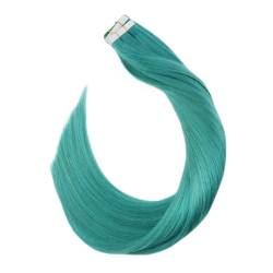 Tape-in-Haarverlängerungen aus echtem Echthaar for Cosplay, nahtloses Haar, gefärbtes Haar (Color : Teal, Size : 40 PCS_18 INCHES) von ALOEU