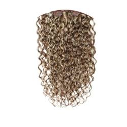 Wasserwellen-Clip-in-Haarverlängerungen, echtes Echthaar, 7 Stück/Set, kastanienbraune und bronzierte blonde Highlights (Color : 8-22, Size : 18INCH_120G-SET) von ALOEU