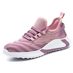 ALOFME Sicherheitsschuhe Herren Damen S3 Leicht Sommer Arbeitsschuhe Schutzschuhe mit Stahlkappe Pink 37 von ALOFME