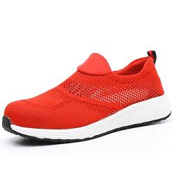 ALOFME Sommer Sicherheitsschuhe Damen Herren S3 Leicht Sportliche Arbeitsschuhe Atmungsaktive Stahlkappen Schuhe Rot 39 EU von ALOFME