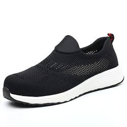 ALOFME Sommer Sicherheitsschuhe Damen Herren S3 Leicht Sportliche Arbeitsschuhe Atmungsaktive Stahlkappen Schuhe Schwarz 37 EU von ALOFME